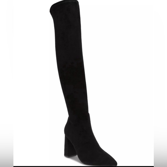 Women’s Black Pointed Toe Eileene Wild Pair Over the knee Block Heel Boots - Picture 1 of 8